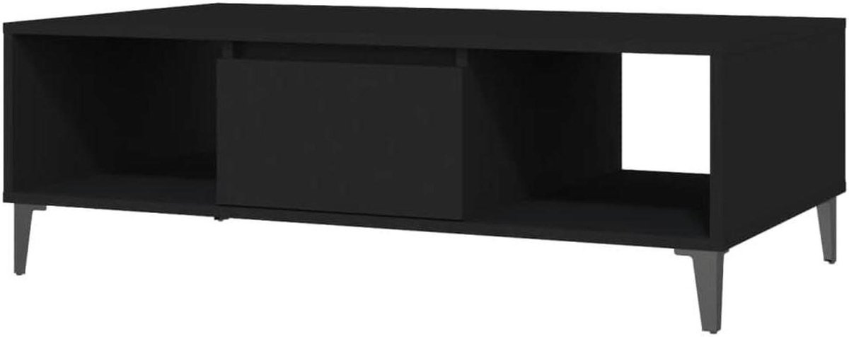 Salontafel - Koffietafel Bijzettafel - Woonkamer Opbergen - Industriële Stijl - 1035x60x35 cm - Zwart