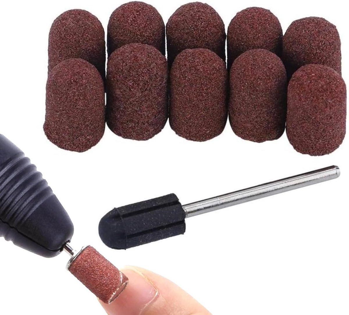 Nagelboor set - Manicure bitjes - Nagels polijsten - 10 stuks - Standaard maat - Zilverkleurig