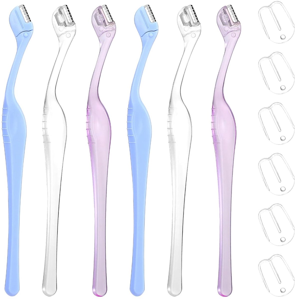 6-delige mini-wenkbrauwscheerset, draagbaar mini-gezichtsscheerapparaat, wenkbrauwscheerapparaat, lippenscheerapparaat, scheertool met beschermhoes