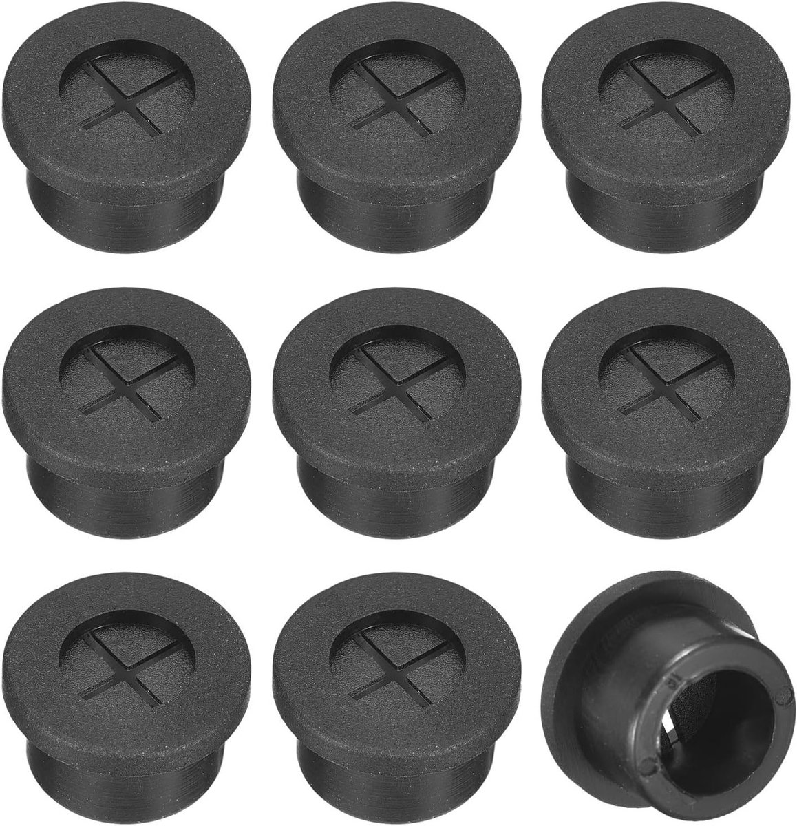 Rubber Desk Cable Grotter 12PCS, 16mm Flexibele Kabeldoorvoer voor Kantoor en Werkbladen, Stille Kabelorganizer met Strakke Kabelpoort - Zwart