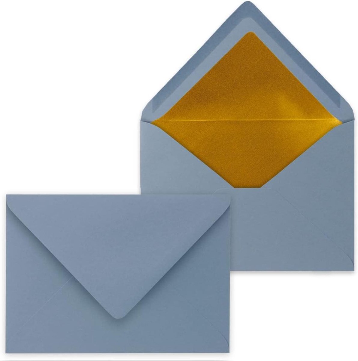 Enveloppen C6 - Briefomslag Grijsblauw - Kaarten Versturen - Goud Metallic Voering - 114 x 162 mm - Grijsblauw