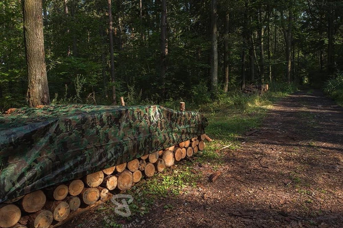 Afdekzeil met Oogjes - Beschermend Zeil Tuinzeil - Voorwerpen Afdekken - Waterafstotend UV-Bestendig - 15 x 5 m - Camouflage