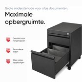 Ladeblok bureau op wielen - Ladenkastje met 2 laden - Metaal - Zwart