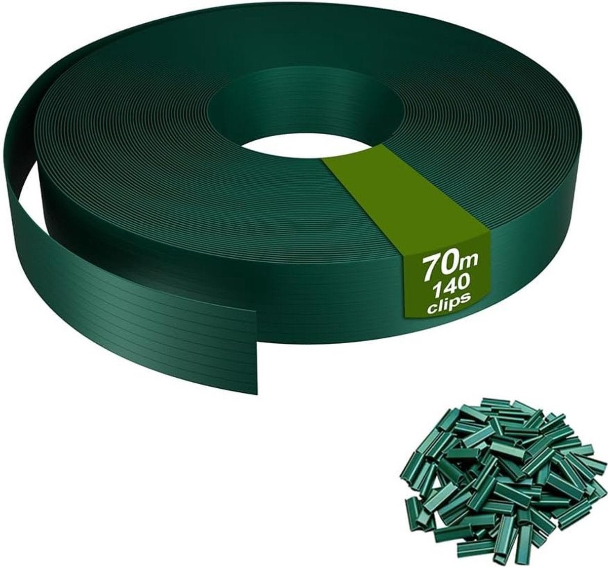 Aufun privacyrol voor dubbelstaafmat hekwerk – 70 m x 5 cm, PVC, UV-bestendig, inclusief 140 bevestigingsclips, windscherm voor tuin, balkon of terras, groen