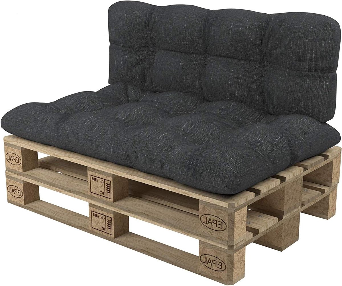 Palletkussens Set - Zitkussen Rugkussen - Tuinmeubilair Maken - Gewatteerd Comfort - 120x60x12 cm - Antraciet