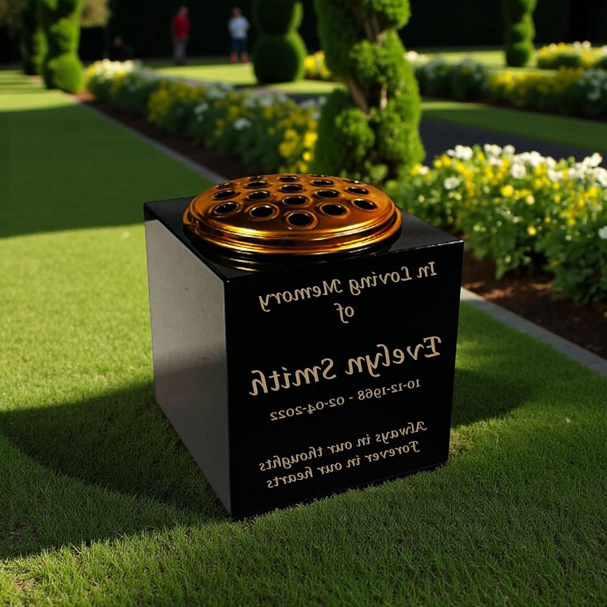 Granieten Herdenkingsvaas - Grafvaas Monument - Herdenking Plaatsen - Massief Graniet - 15x15x15 cm - Zwart
