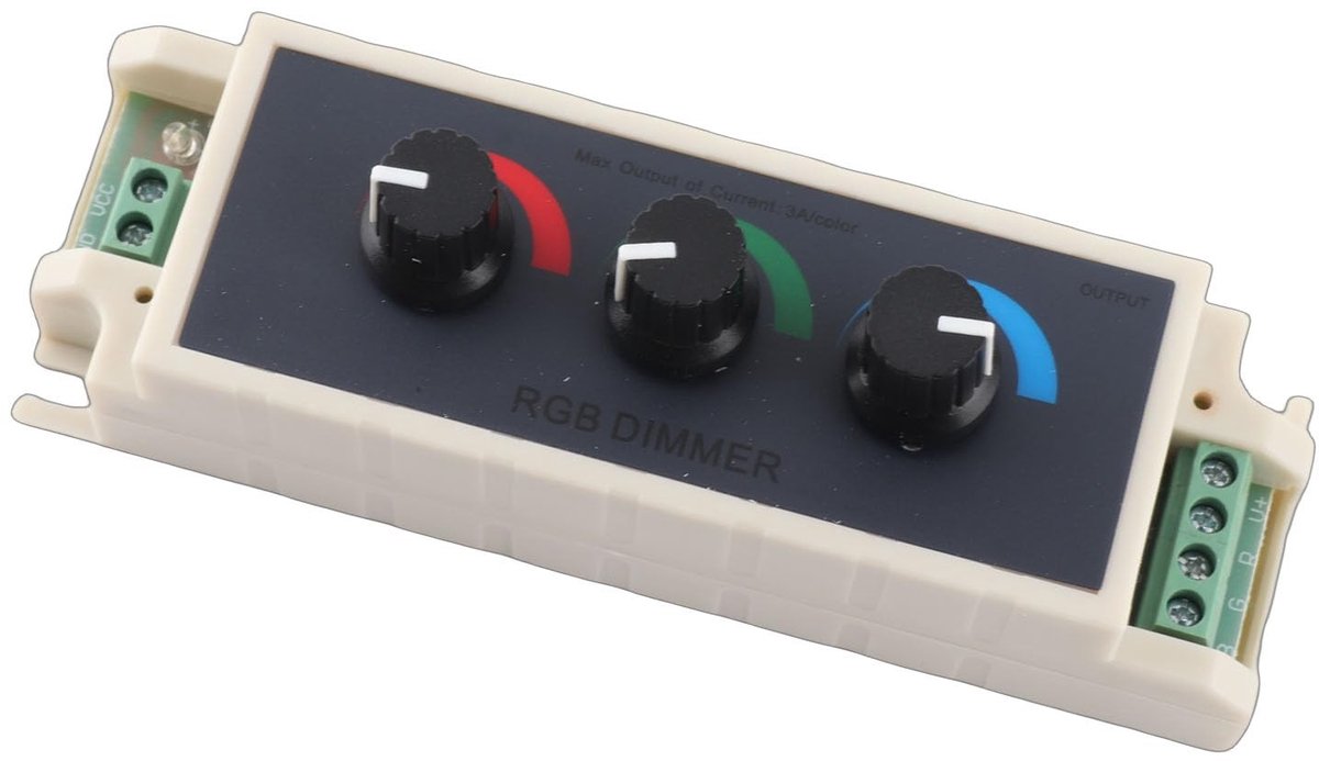 Allecto - LED Dimmer Controller - RGB LED Strips - 3 Kanaals PWM Dimmer - 12V-24V - Verlichting - Aanpasbare helderheid - Geschikt voor thuisgebrui...