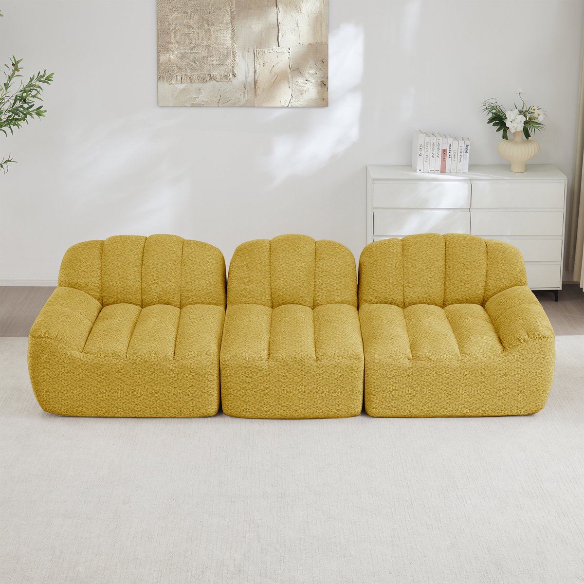 MODFU Modulaire Hoekbank - Zonder Frame - Diepe Zitting - Voor Woonkamer - Fleece Bekledin
