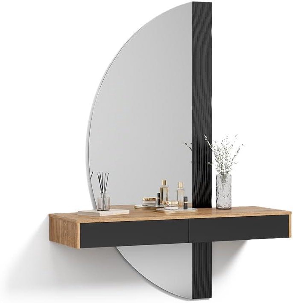 Kaptafel met Spiegel - Cosmeticatafel Make-uptafel - Make-up aanbrengen - Inclusief LED-spiegel - 120 cm breed - Zwart