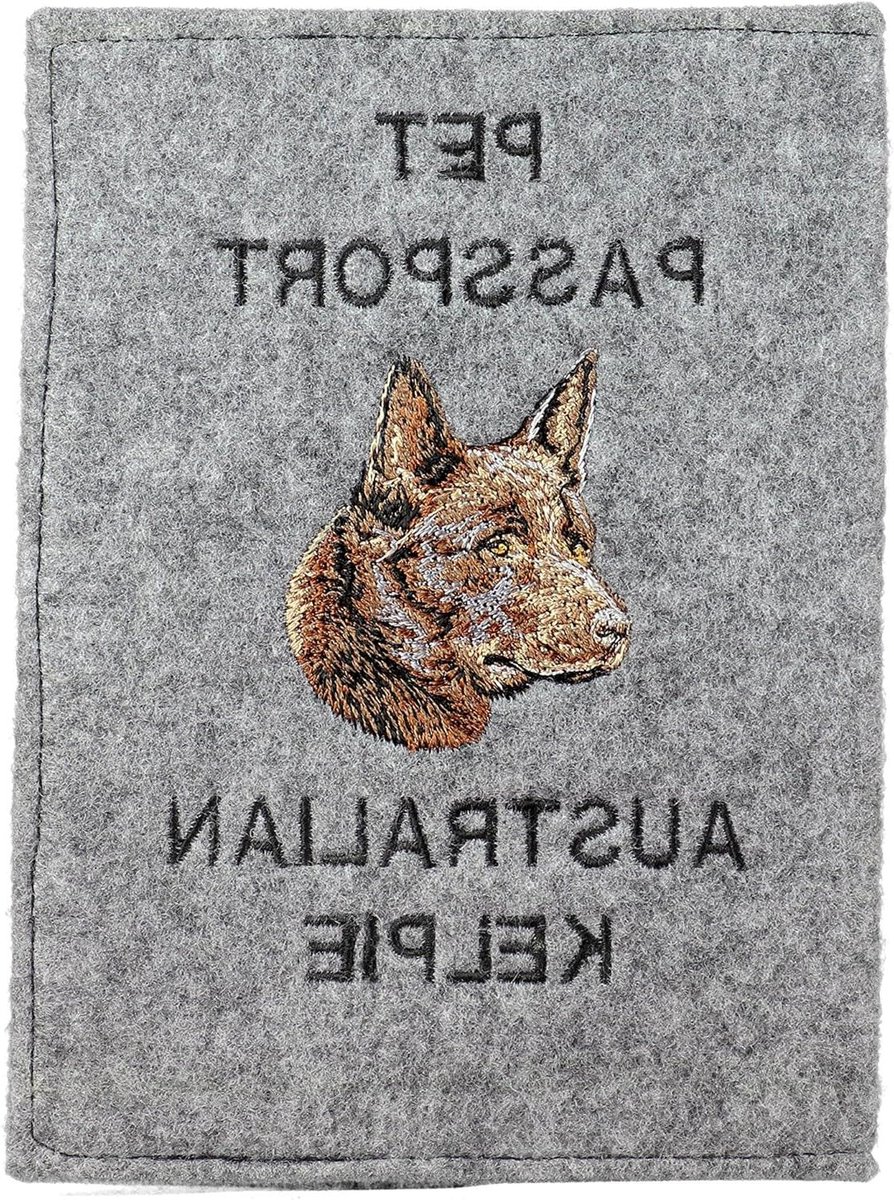 Honden Paspoorthoesje - Reisdocumenten Houder - Reizen met Huisdier - Handgemaakt Vilt Ontwerp - 17x12.5cm - Australische Kelpie