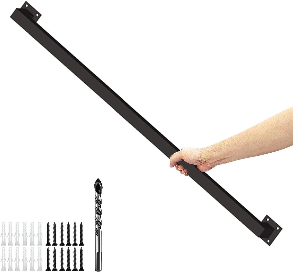 Industriële Trapleuning - Wandsteun Handvat - Veilige Ondersteuning - Roestbestendig Staal - 4FT - Zwart