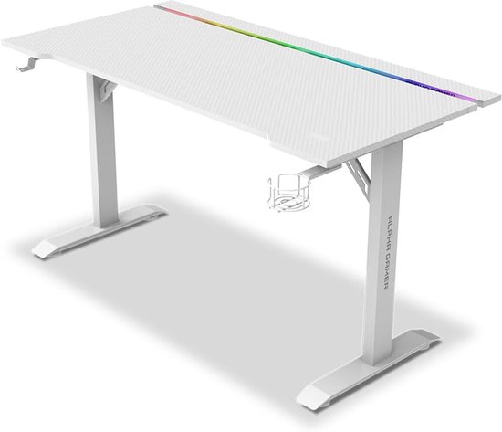 Gaming Bureau - Werkbureau PC - Gaming Setup - Met RGB Verlichting - 140 x 72 cm - Wit — afbeelding 2