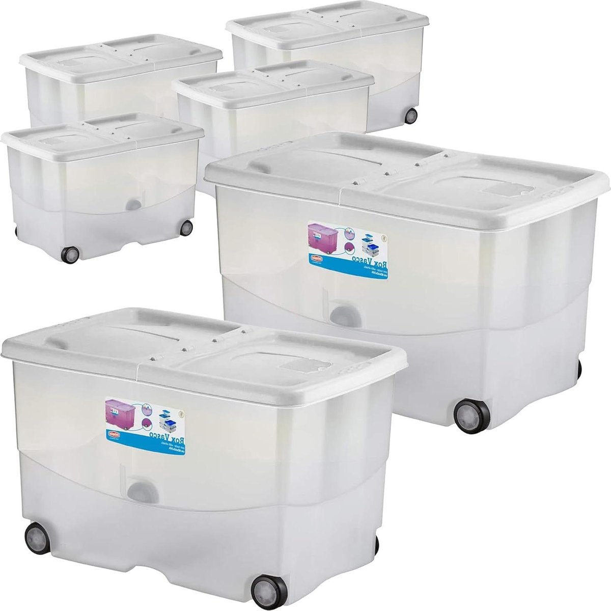 Opbergdoos met deksel - Opbergkist Bak - Ruimte Besparen - Dubbele Opening - 57 liter - Wit