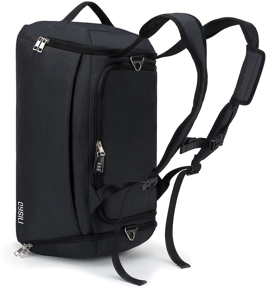 MODENUIT Reistassen - Reistassen, Sporttassen, 42 Liter Reistas, Dufflebag, Waterafstotende Tas, Afneembare Schouderriem, Laptopvak, Nat En Droog Compartiment, Schoenen Vak, Weekendtas Met Slot, Zwart, Oxford-Stof
