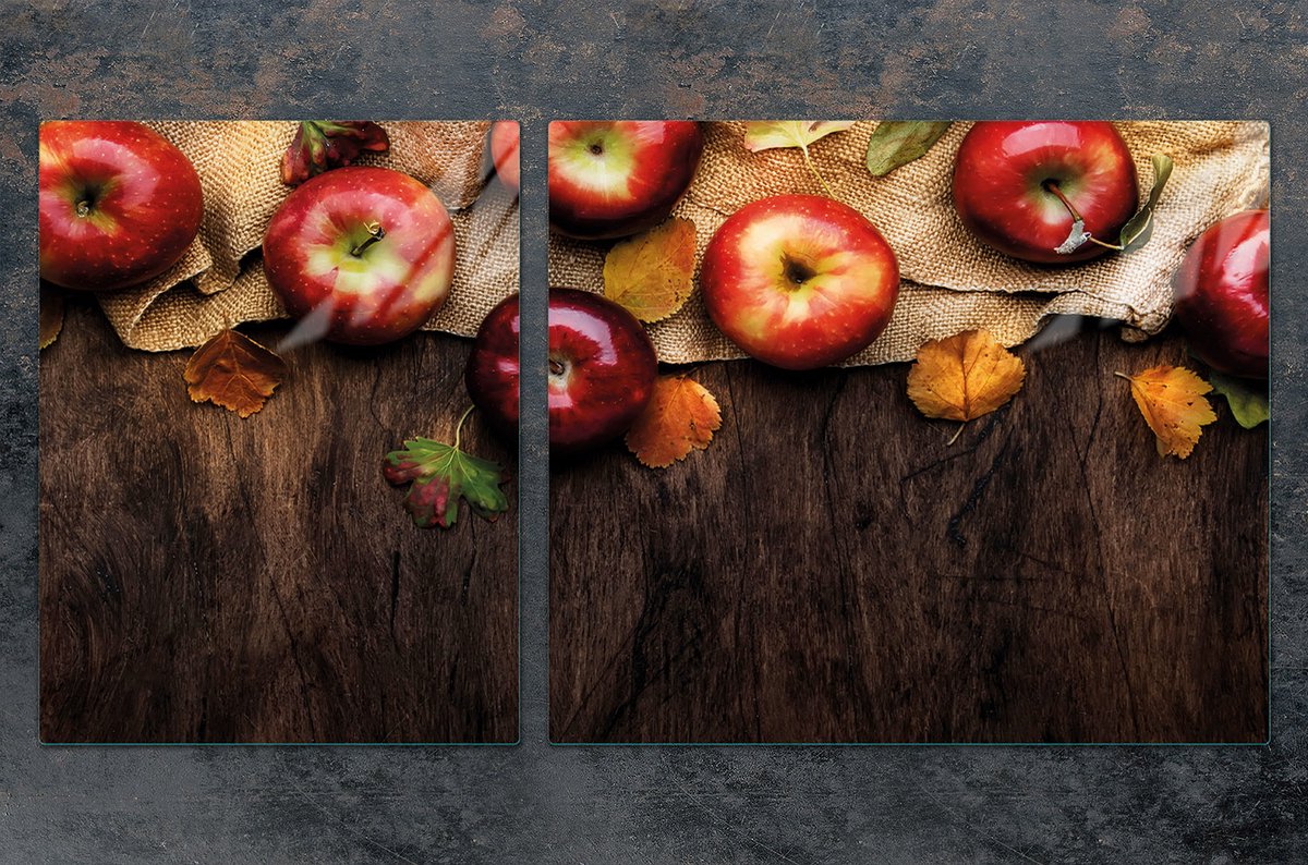 TMK ArtDeko - Snijplank en Beschermplaat - 100x52 cm - Motief: Appels - Glas