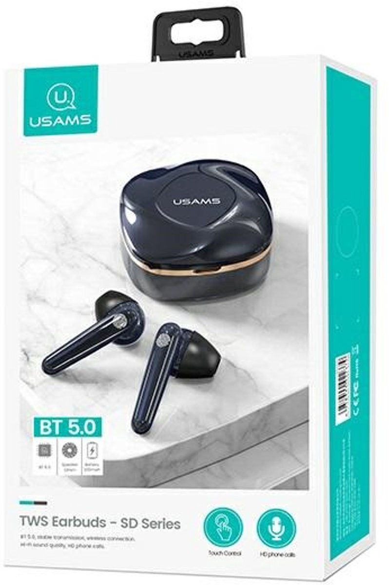 USAMS SD-serie - Bluetooth Stereokoptelefoon - Gem Blauw - True Wireless - Comfortabel