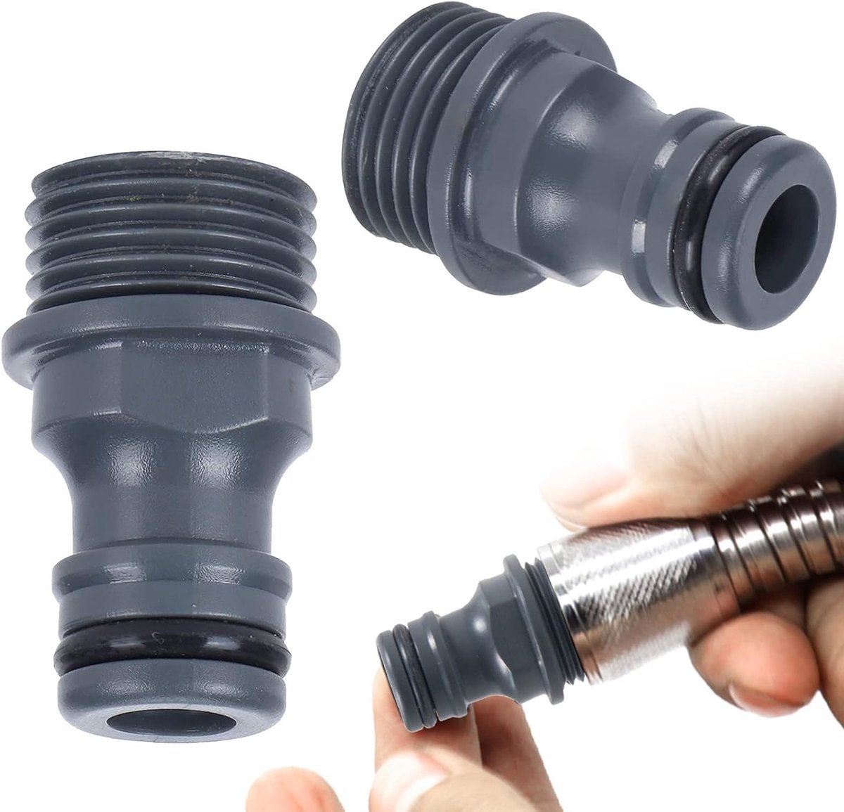 Hose connection adapter met G1/2 mannelijke draad, koppeling en nippel voor waterkranen, ABS kunststof