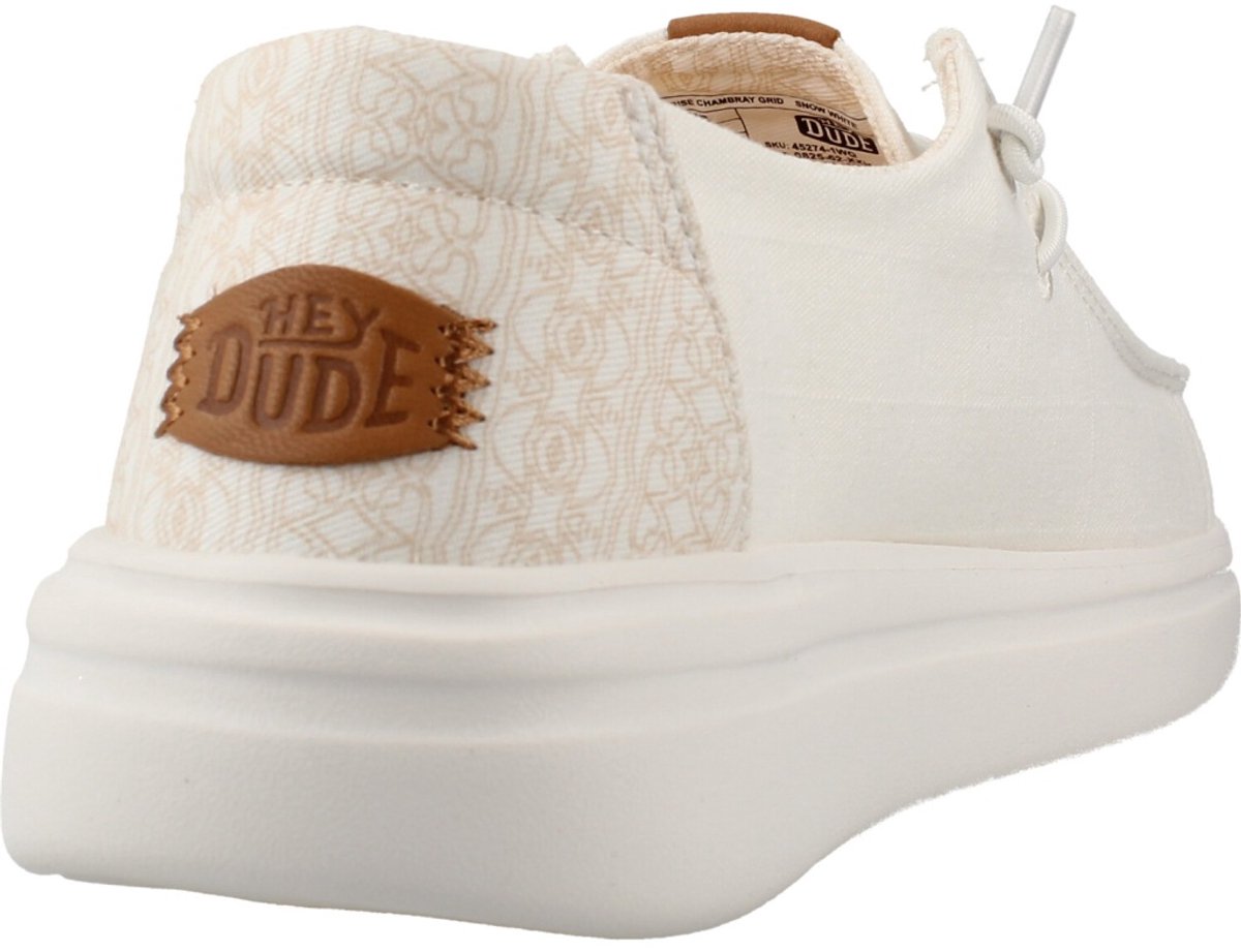 HEYDUDE - Wendy Rise Chambray Grid Dames Instappers Snow White - Maat 40