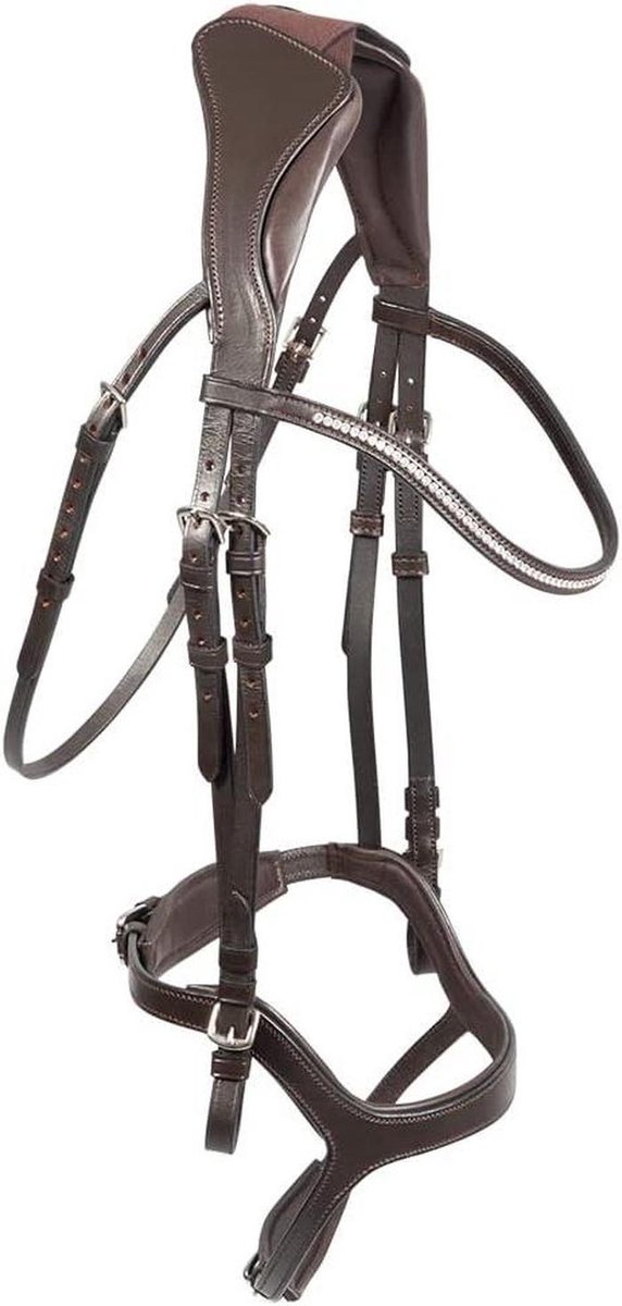 Anatomisch hoofdstel - Paardenhoofdstel Leer - Paardrijden - Superzacht nekstuk - Full/Warmbloed - Bruin