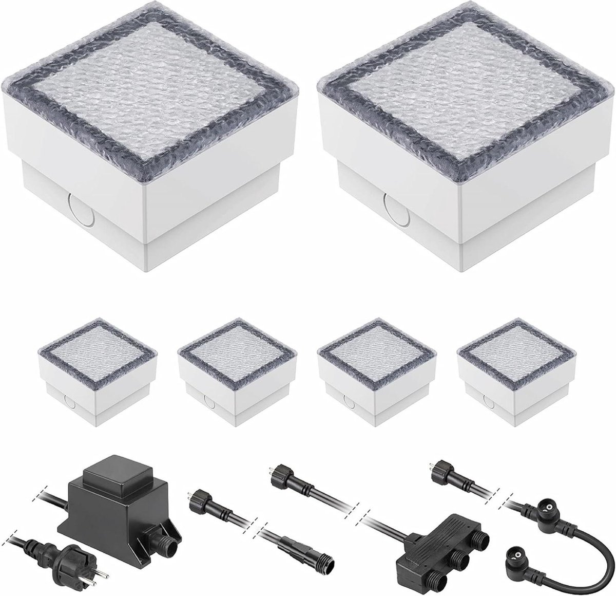 LED Stoeptegel - Inbouwspot Tuin - Pad Verlichten - Beloopbaar tot 500kg - 10x10cm Set van 6 - Koud Wit