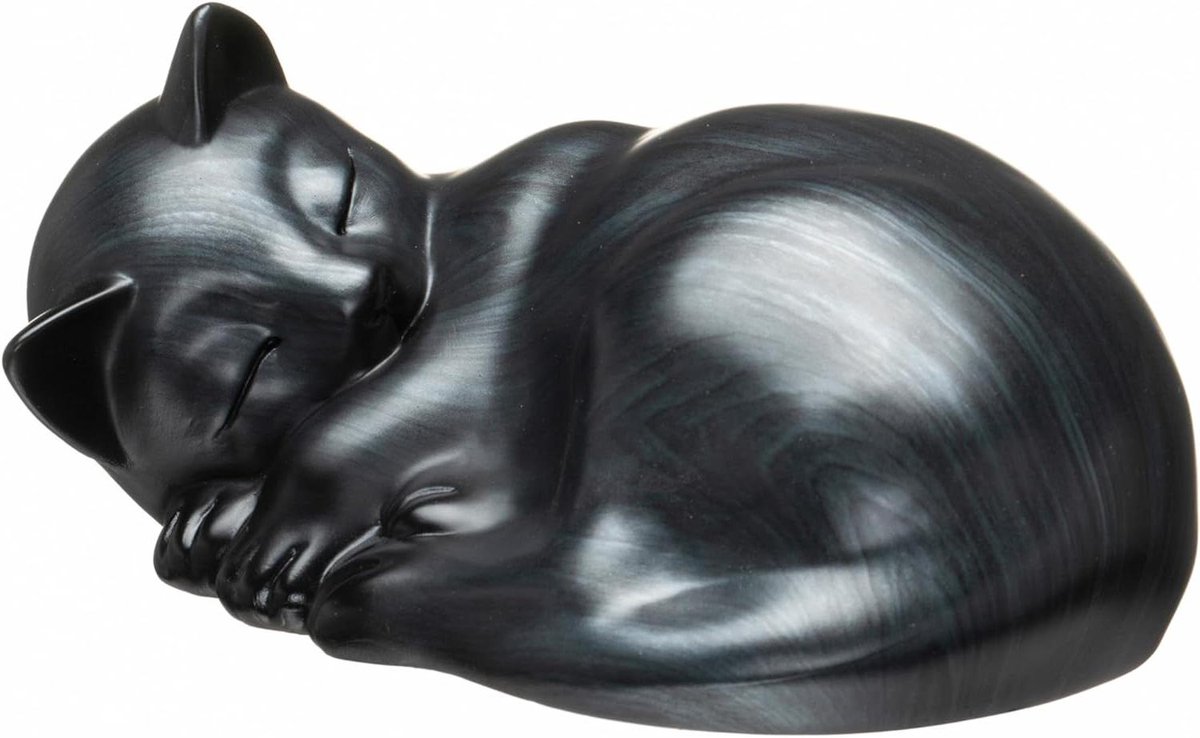 Urn Kat - As Urn Huisdier - Herdenken Geliefde - Veilig Afsluitbaar - 25 x 17 x 12 cm - Zwart