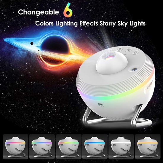 Sterprojector Nachtlampje - Galaxy Lamp Sterrenhemel - Slaapkamer Decoratie - 13 Verwisselbare Thema's - 360 Graden Rotatie - Wit — afbeelding 3