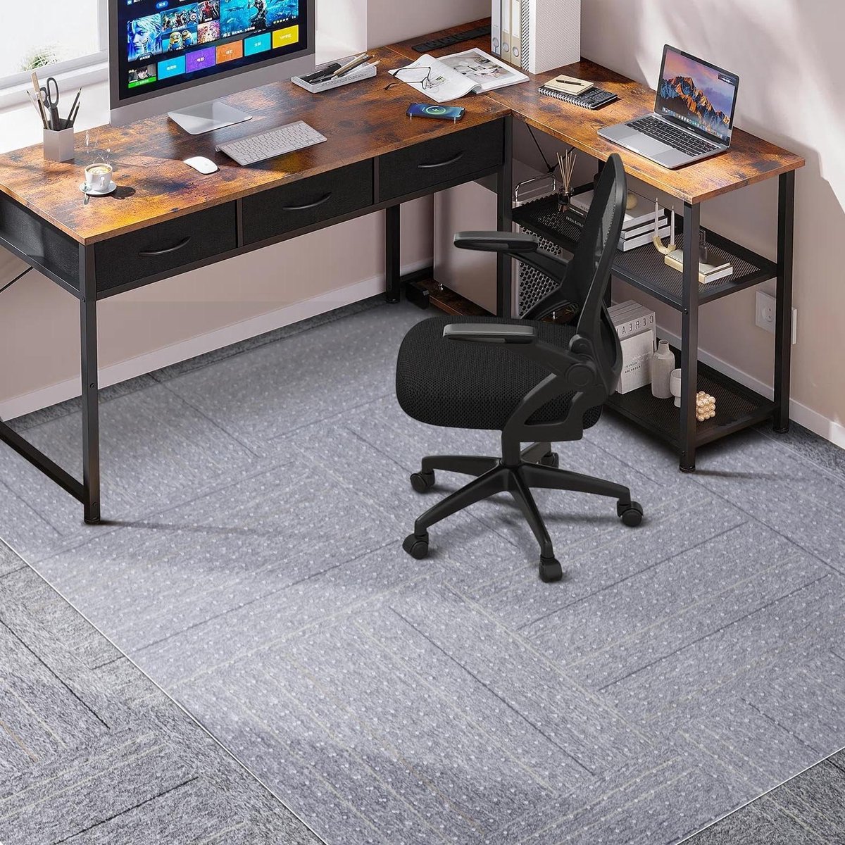 Stoelmat Vloerbescherming - Bureauonderlegger Tapijt - Thuiskantoor Organisatie - Zwaar Belastbaar Vinyl - 152 x 117 cm - Transparant