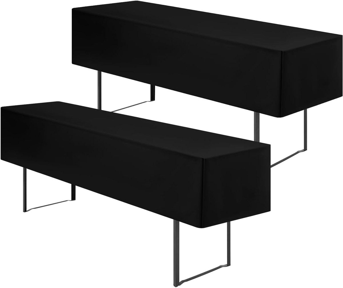 Biertafelhoezen Set - Tafelkleed Hoezen - Feestelijke Decoratie - Ondoorzichtig Polyester - 220x50x35cm - Zwart