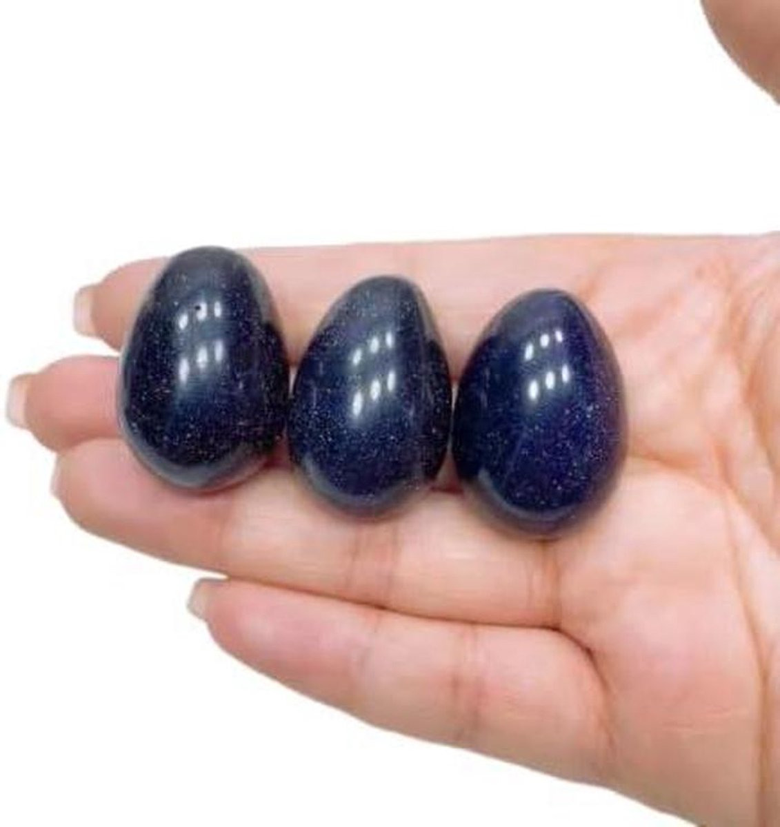 Natuursteen Ei - Decoratie Ornament - Huis Tuin Decoratie - Hand Gepolijst - 30 mm - Blauw Zandsteen