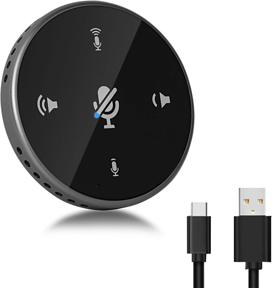 USB Speakerphone voor Conferenties - Draadloze Microfoon met Indicatorlicht, Volume- en Opnameknoppen voor Thuiswerk en 360º Geluidsopname