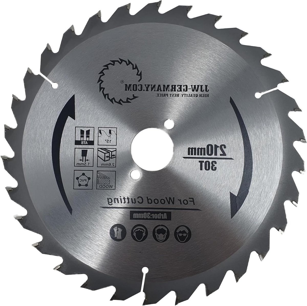 Cirkelzaagblad - Zaagblad HM - Hout Zagen - Industriekwaliteit DIN EN 847-1 - 210 x 24 x 30 mm - Metaal
