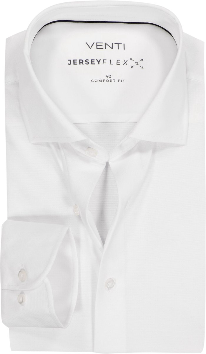 VENTI CASA MODA comfort fit overhemd - jersey - wit - Strijkvriendelijk - Boordmaat: 54