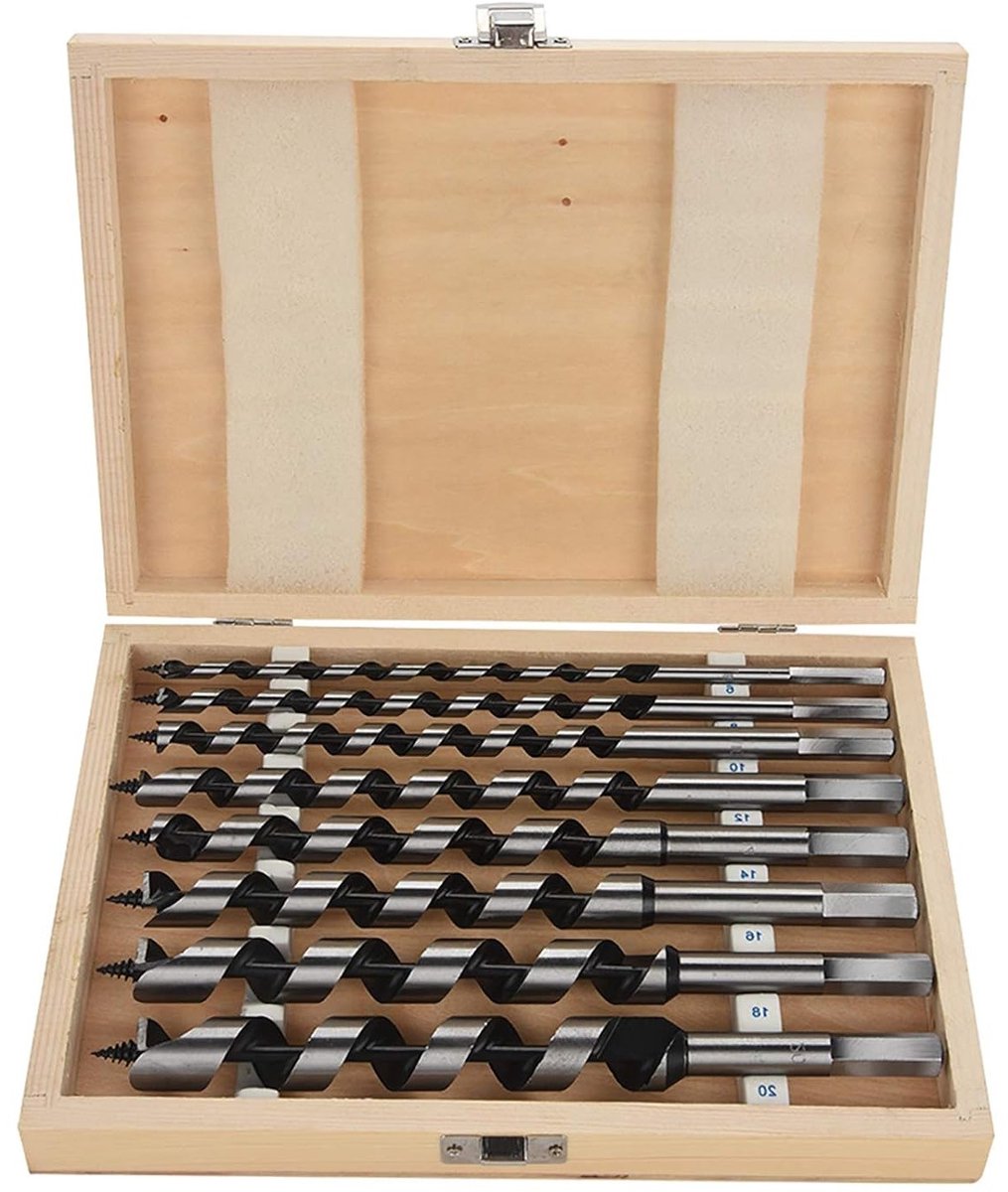 Dailygoods - Punta per Trapano - 8-delige Set - Voor Houtbewerking - 23 cm - Acciaanstalen Boorpunt - Geschikt voor Falegnameria - Professionele Kwali...