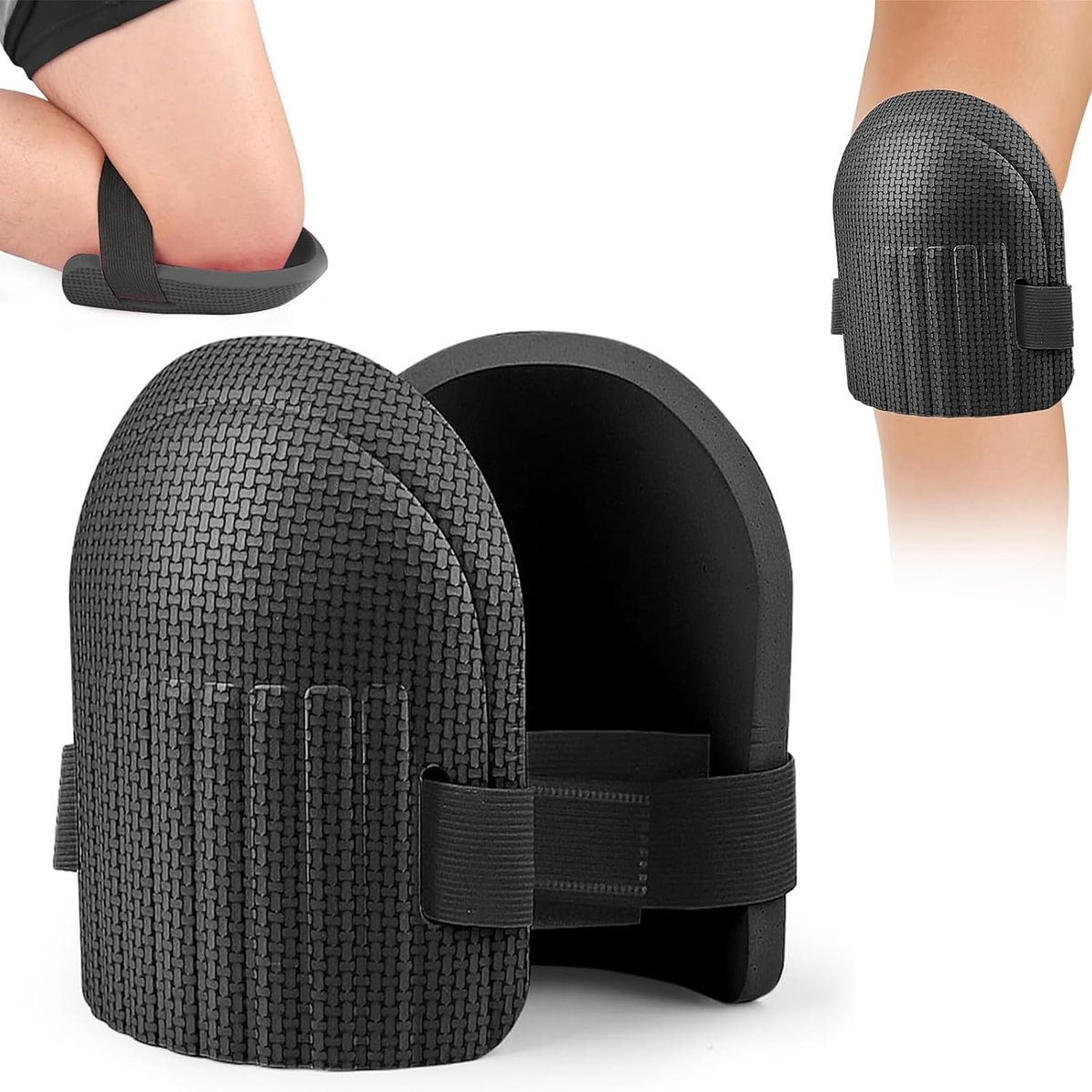 Kniebeschermers voor Tuinieren & Klussen - Comfortabele Kniepads van EVA Schuim - Schokabsorberende & Waterbestendig - Knee Pads Bouw - Kniestukken - Kniemat - Kniebescherming - Voor Stratenmaker, Klussen, Sport, Bouw, Tuin -Zwart - 1 Paar - SOLLBRY®