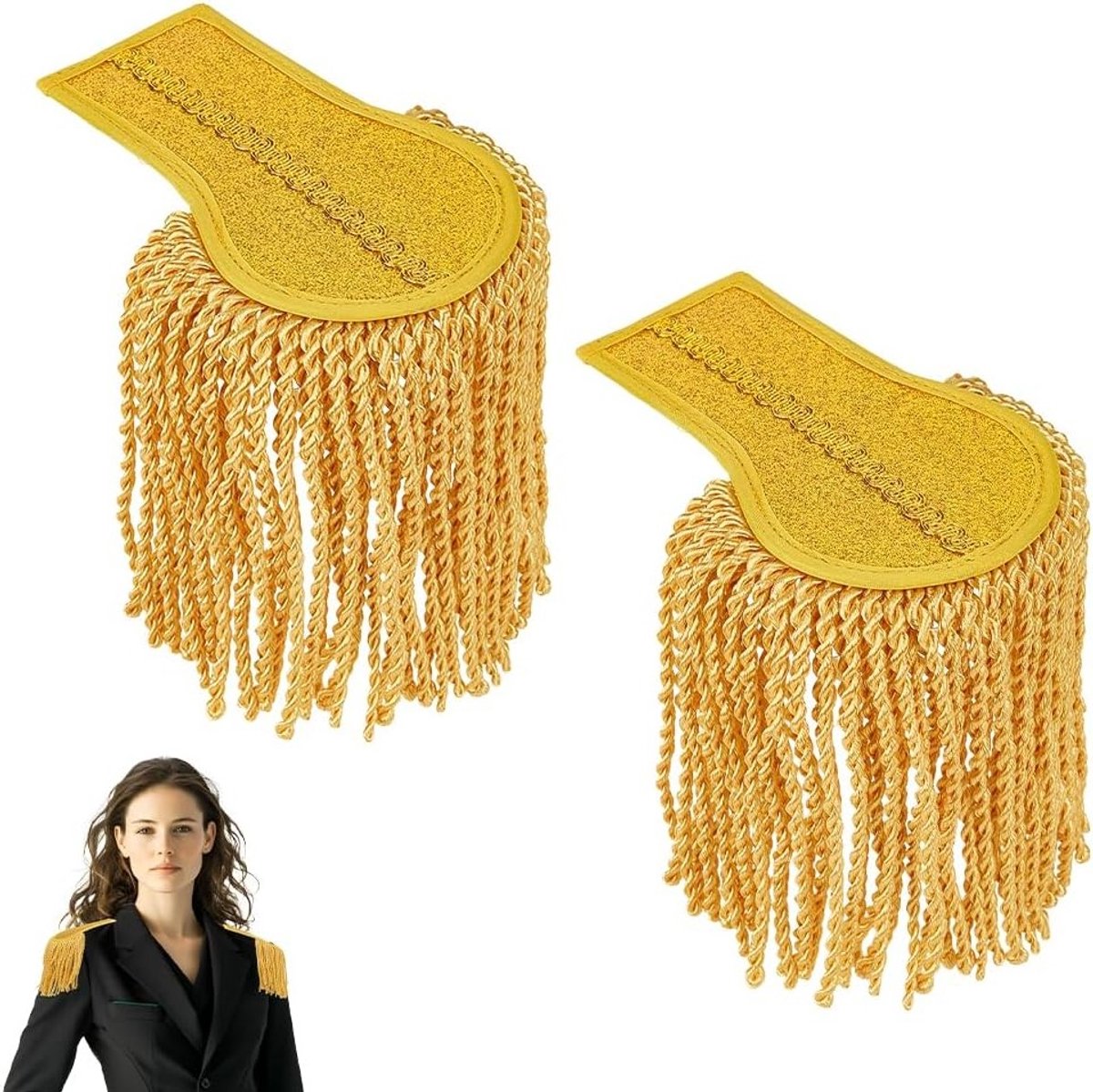 Tassel Schouder Epauletten met Detachable Kledingring en Gouden Ketting, Perfect voor Cosplay en Carnaval Accessoires