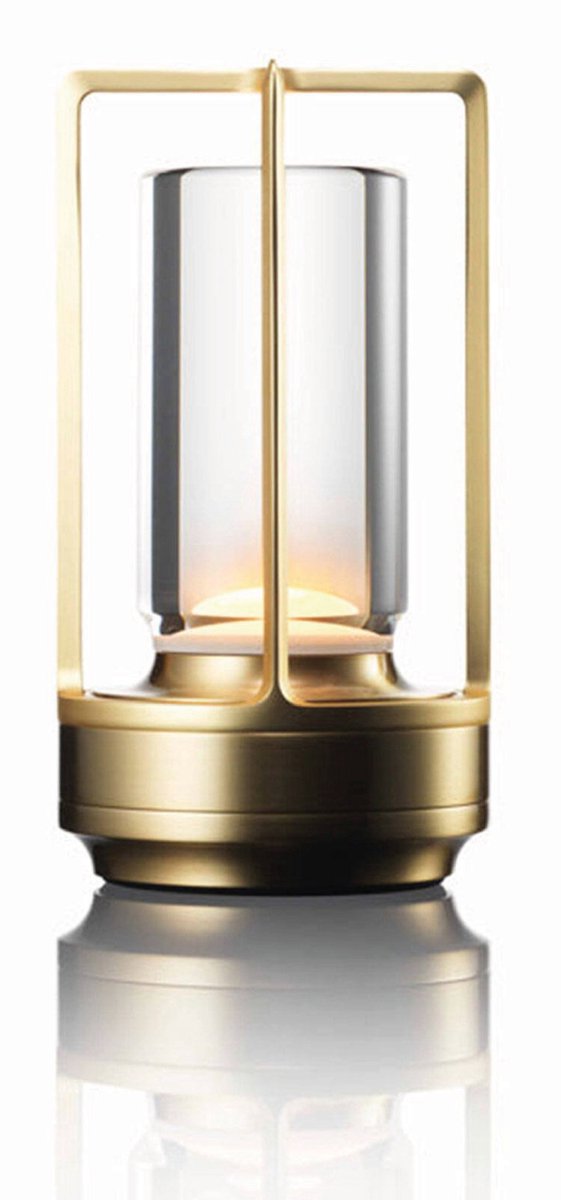 Luxus Europe - Draadloze Tafellamp Touch Deluxe - Juliette - Goud - 18cm - Tafellamp Slaapkamer - Decoratieve tafellamp - Oplaadbaar - Dimbaar