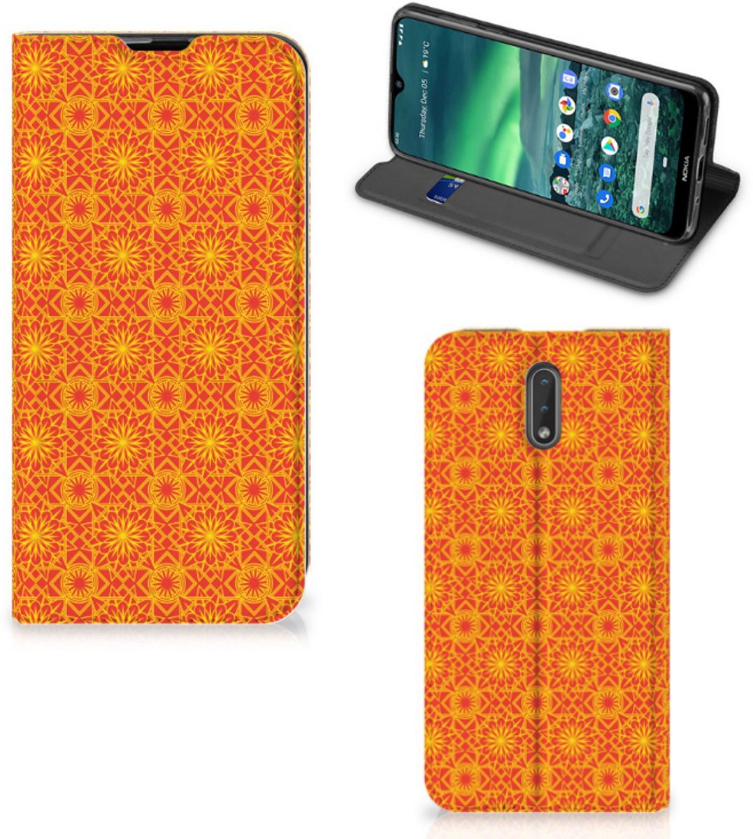Nokia 2.3 Hoesje met Magneet Batik Oranje