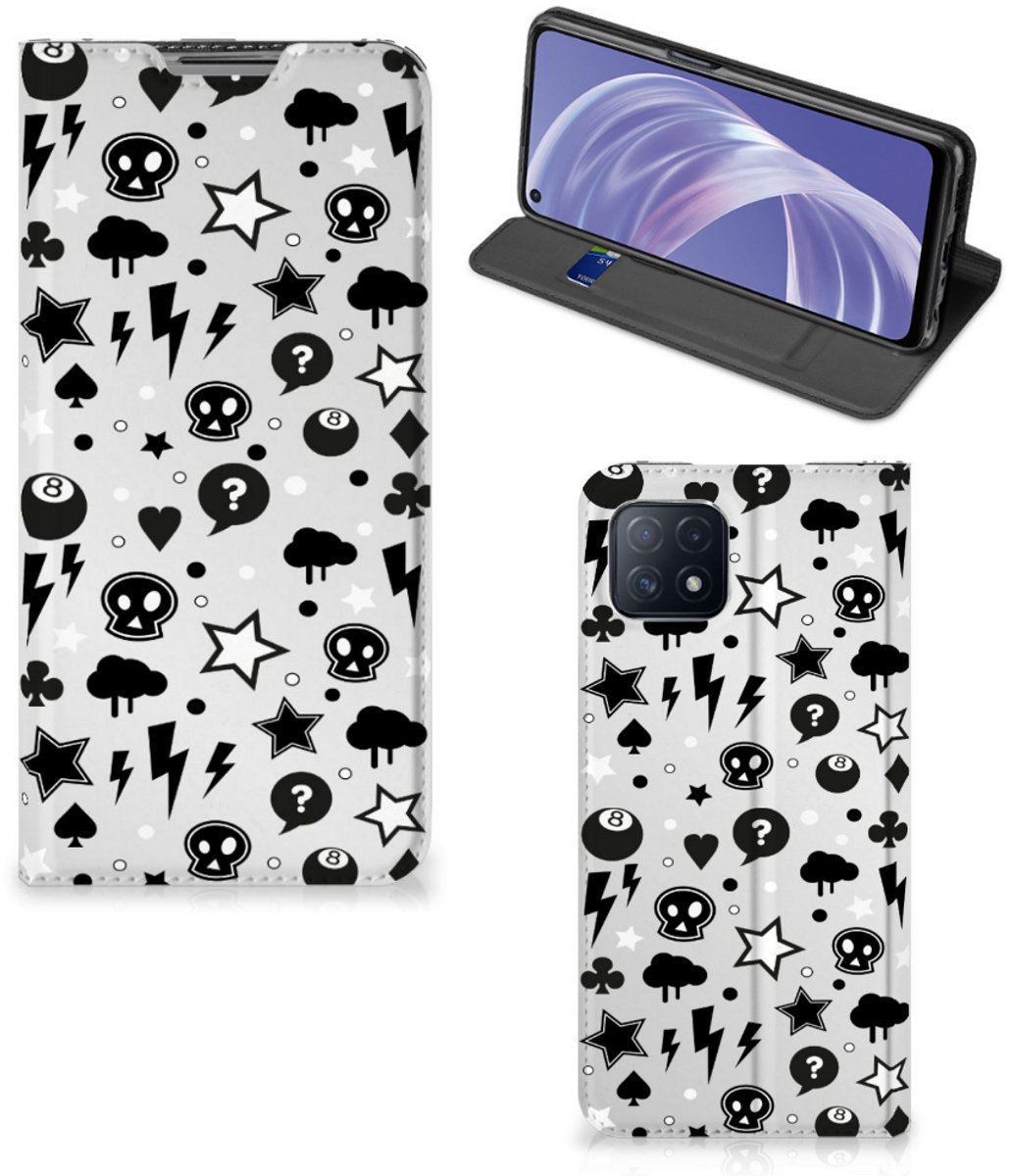 Mobiel BookCase OPPO A73 5G Silver Punk