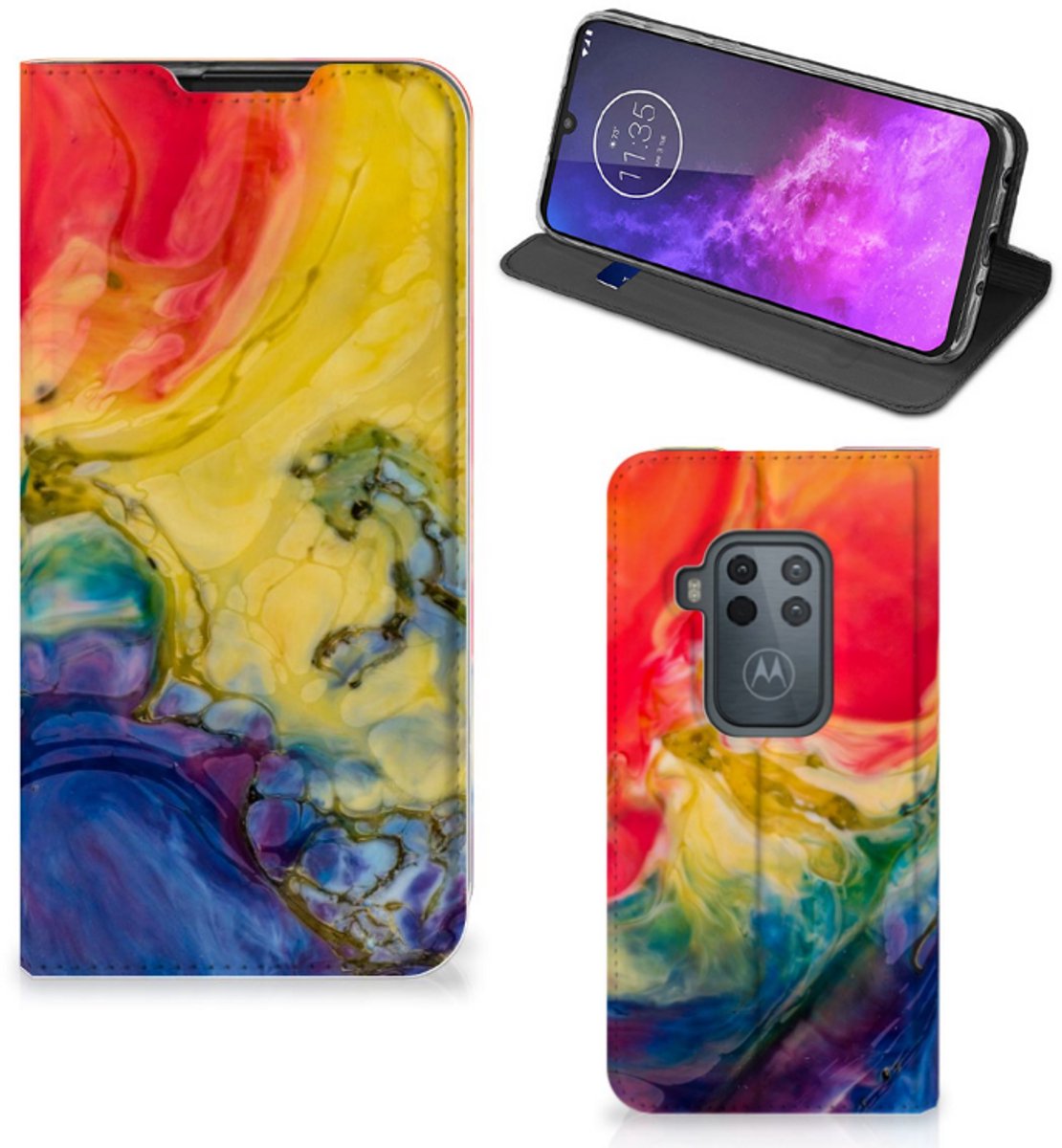 Bookcase Motorola One Zoom Watercolor Dark