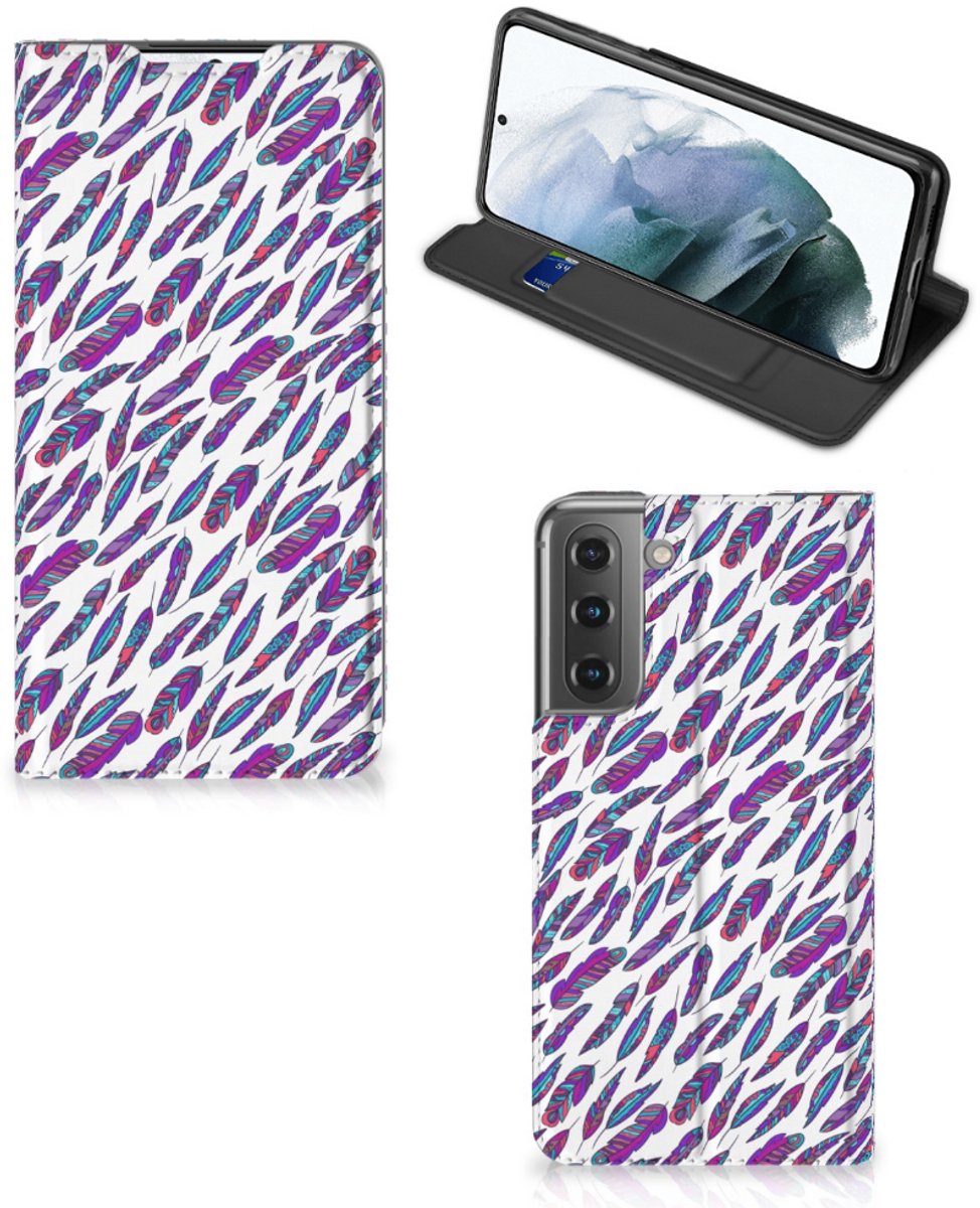 Samsung Galaxy S21 FE Hoesje met Magneet Feathers Color