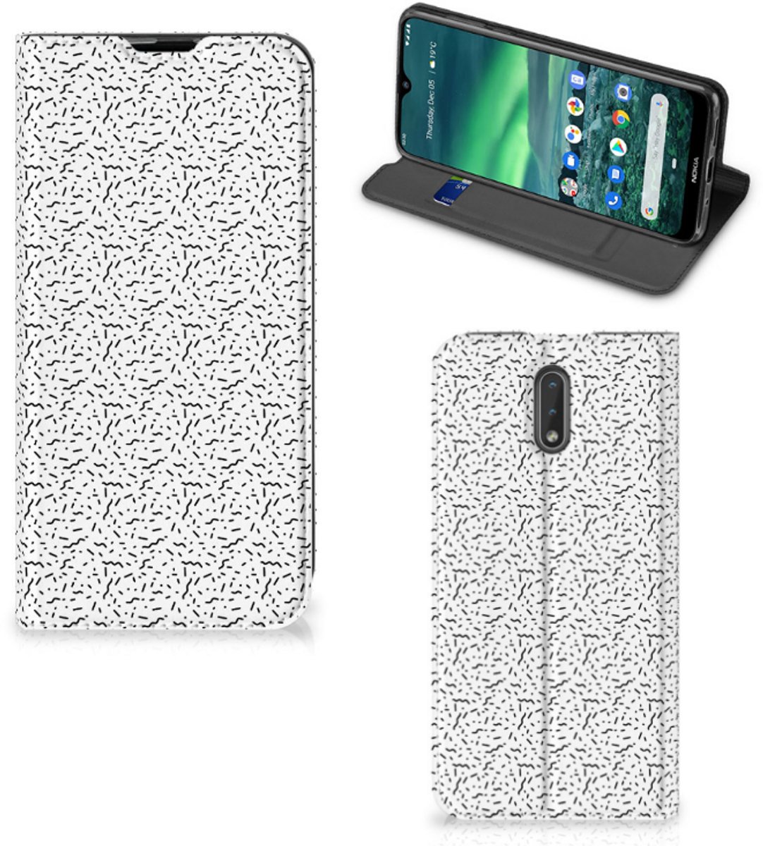 Nokia 2.3 Hoesje met Magneet Stripes Dots