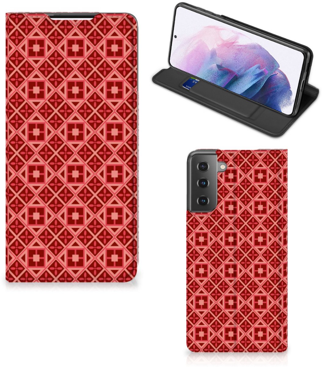 Samsung Galaxy S21 Plus Hoesje met Magneet Batik Rood