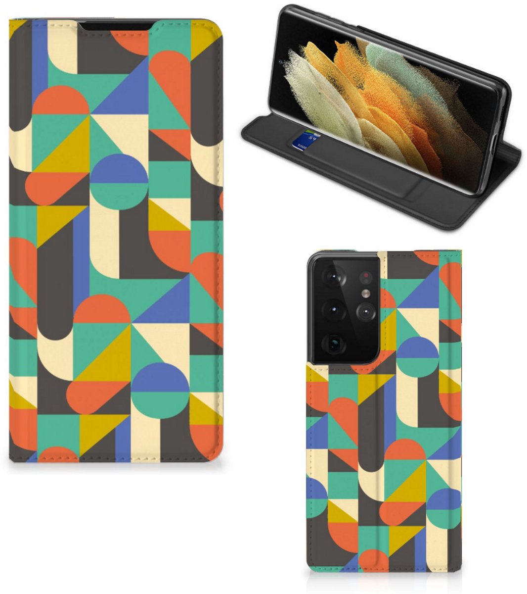 Samsung Galaxy S21 Ultra Hoesje met Magneet Funky Retro