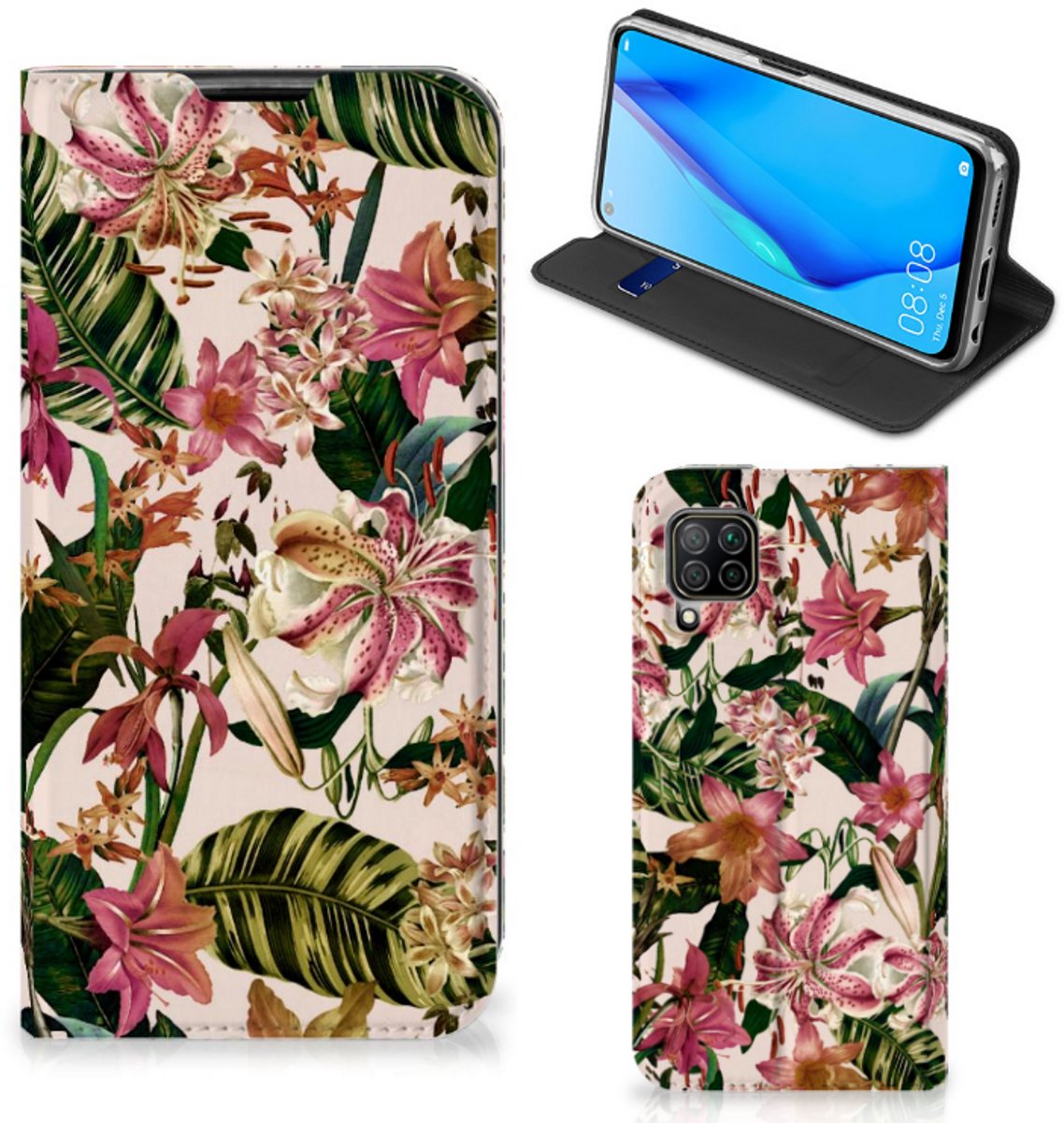 Huawei P40 Lite Smart Cover Flowers