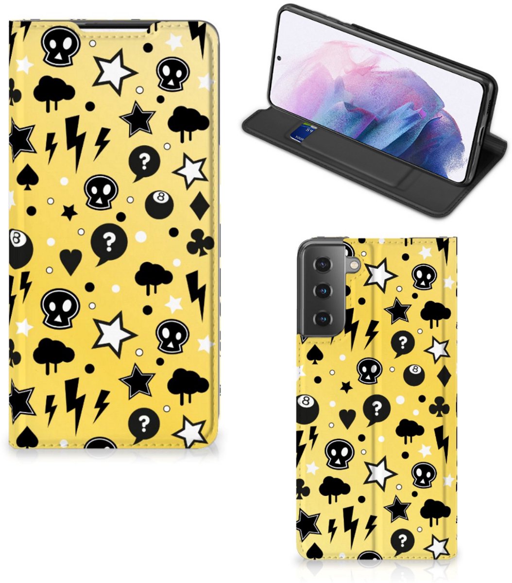 Book Case voor Mobiel BookCase Samsung Galaxy S21 Plus Punk Geel