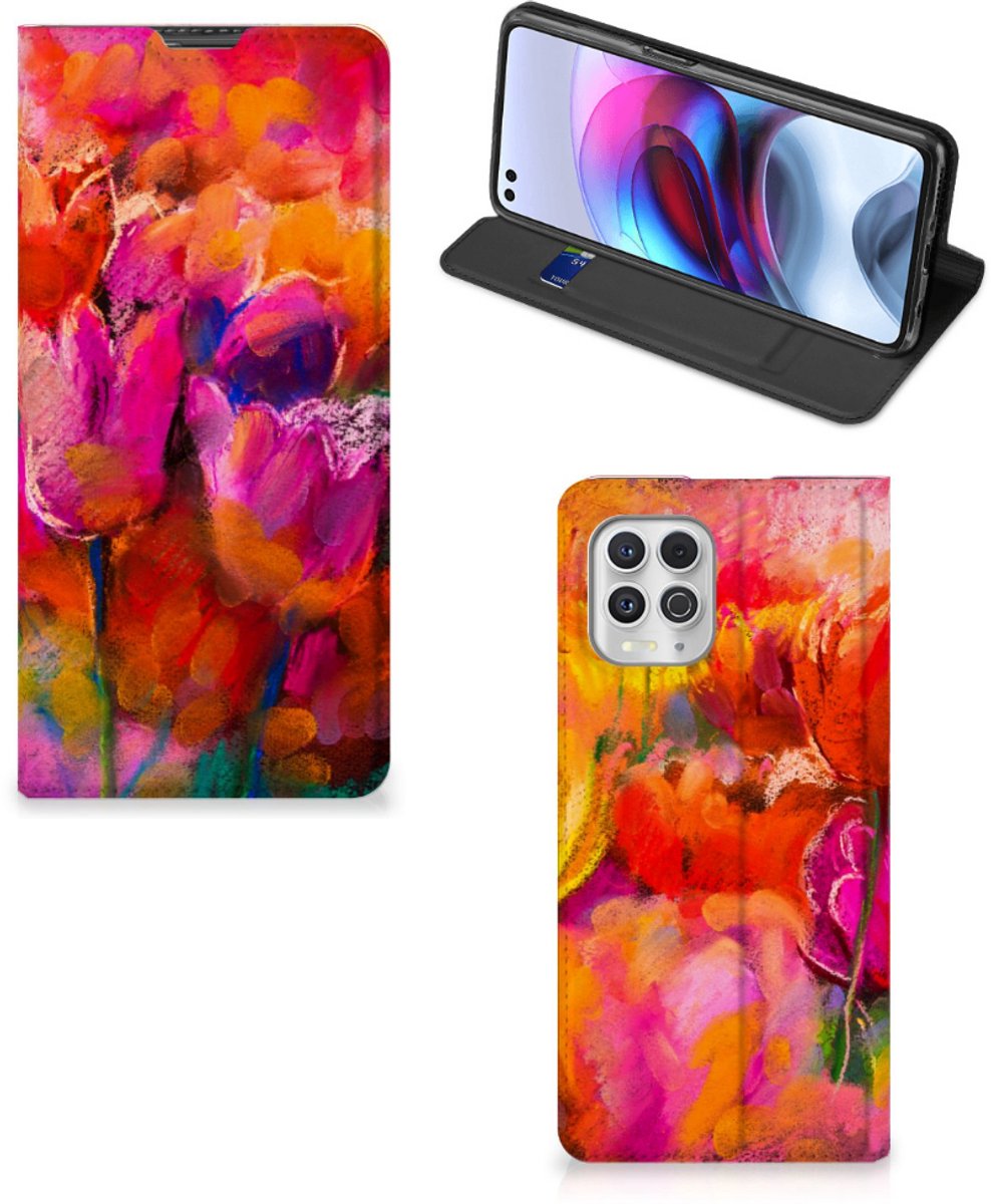 Bookcase Motorola Moto G100 Tulips