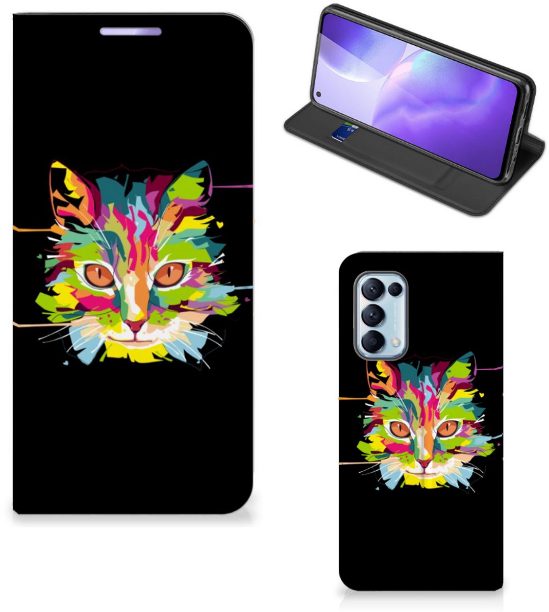 OPPO Find X3 Lite Magnet Case Cat Color