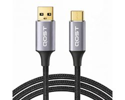 Qost - USB C kabel - USB-A naar USB-C Kabel - 3.2 Gen 2 - Snellader - 10Gbps / 60W - 1 Meter - Spacegrey
