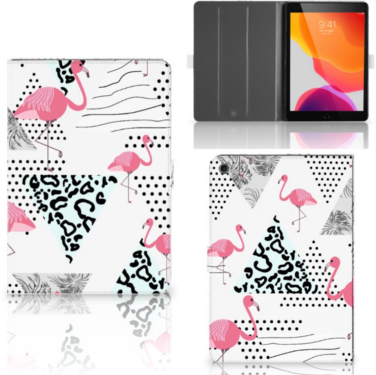 iPad 10.2 2019 | iPad 10.2 2020 | 10.2 2021 Flip Case Flamingo Triangle