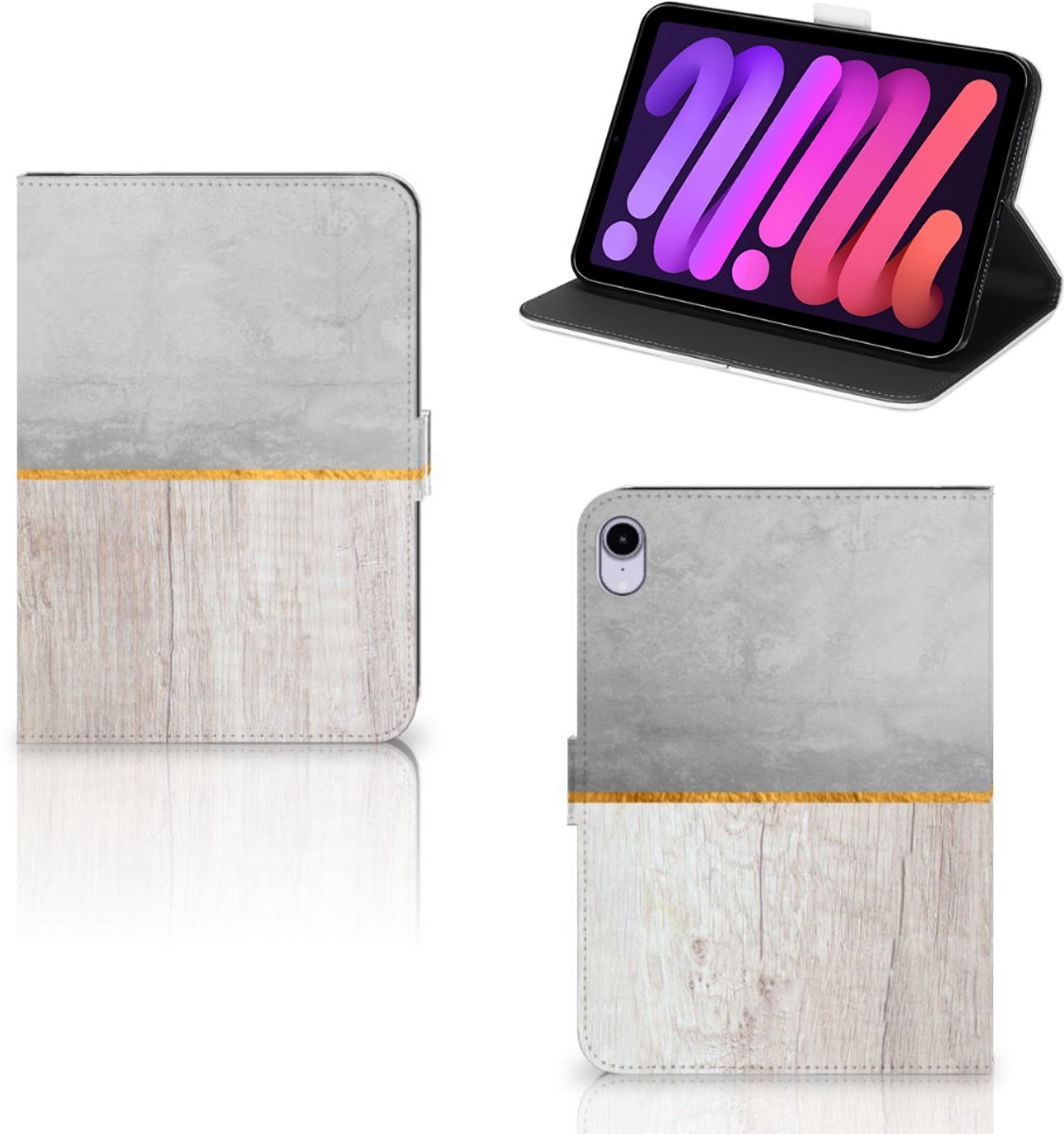 iPad Mini 6 (2021) Tablet Book Cover Wood Concrete